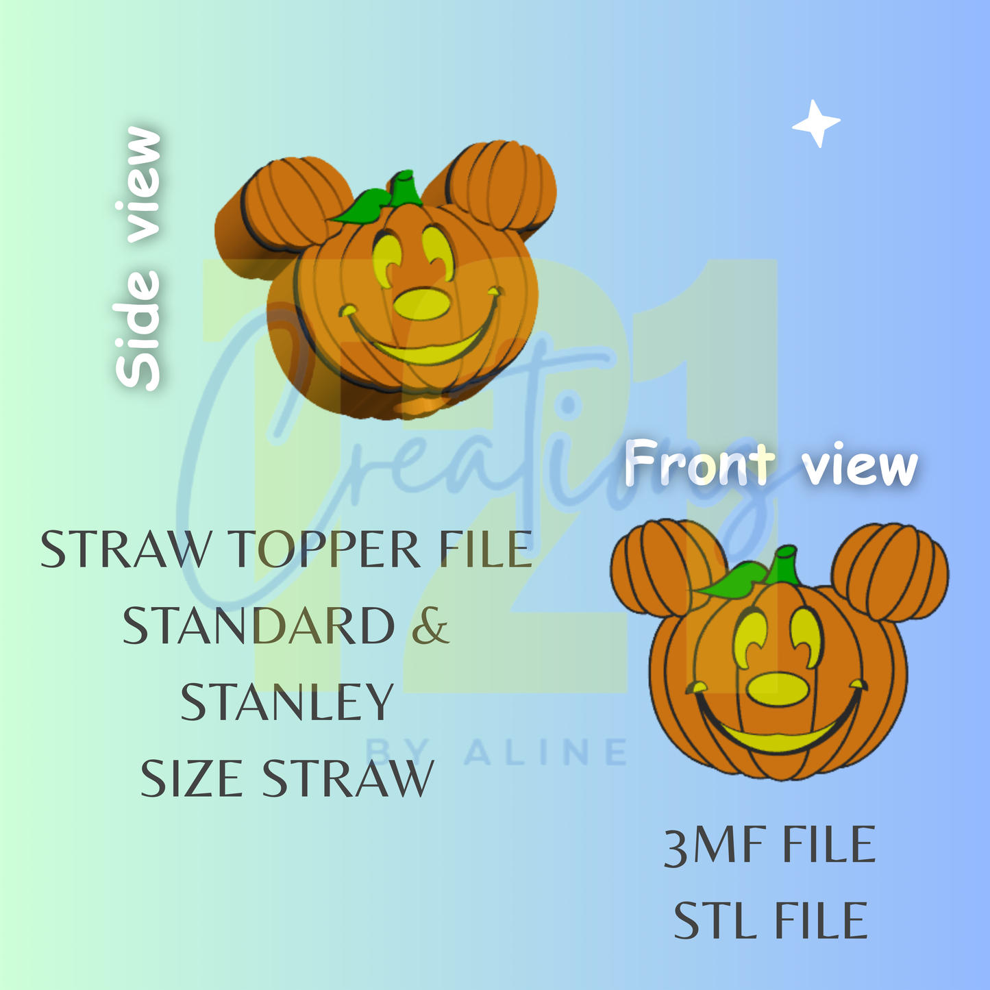 BOY PUMPKIN STRAW TOPPER STL FILE