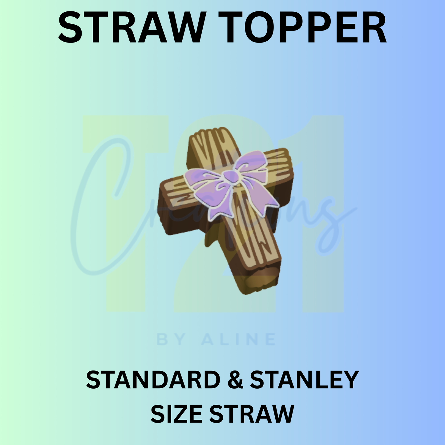 CROSS WITH BOW STRAW TOPPER