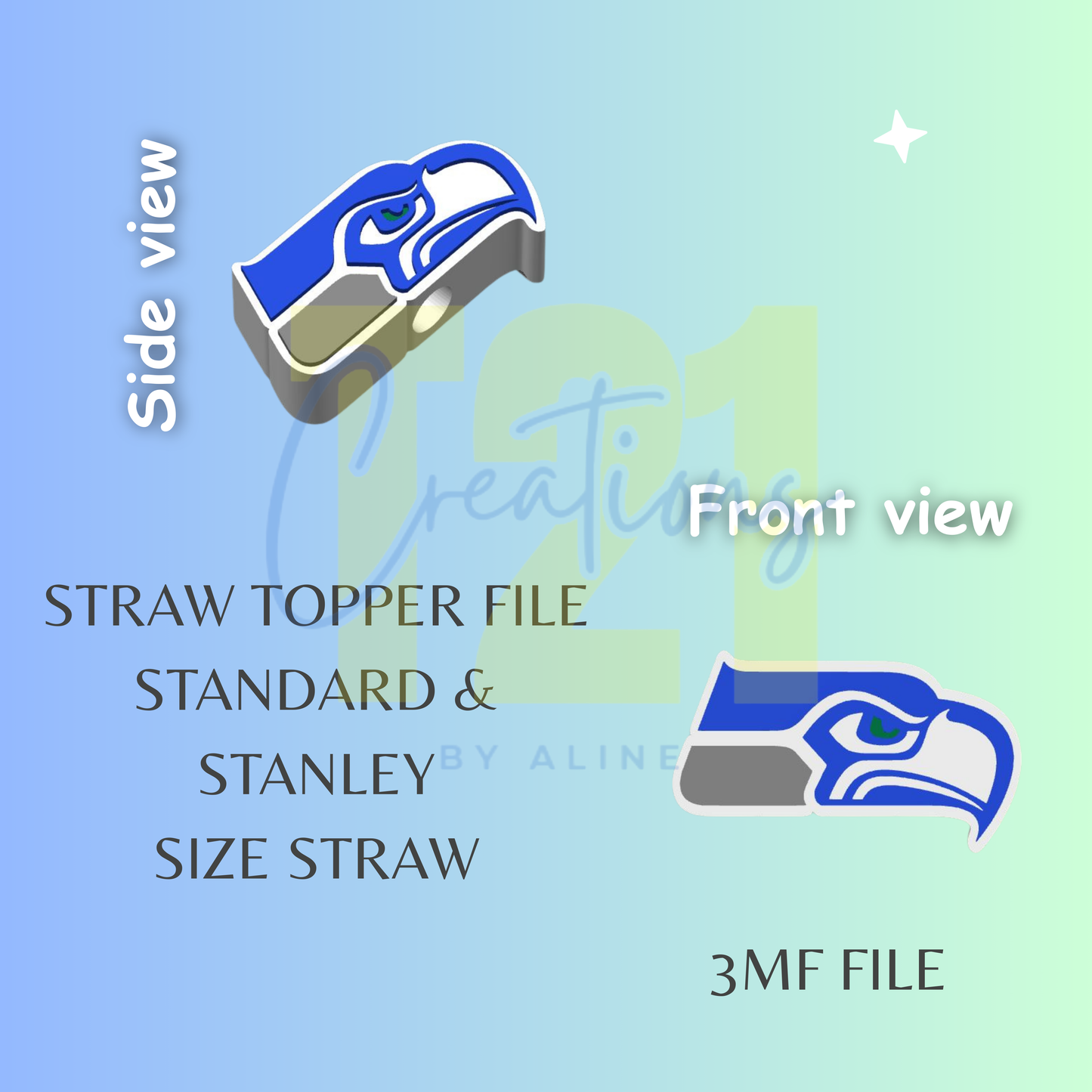 SEAHAWKS STRAW TOPPER STL FILE