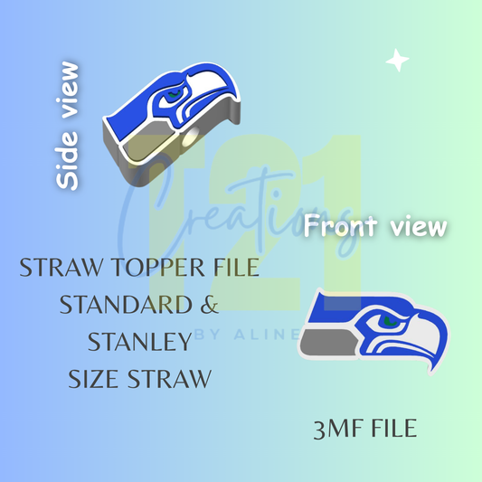 SEAHAWKS STRAW TOPPER STL FILE