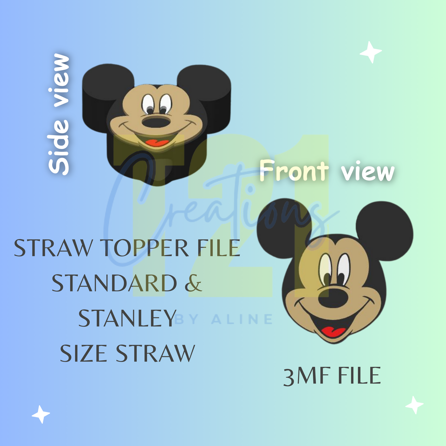 BOY MOUSE STRAW TOPPER STL FILE