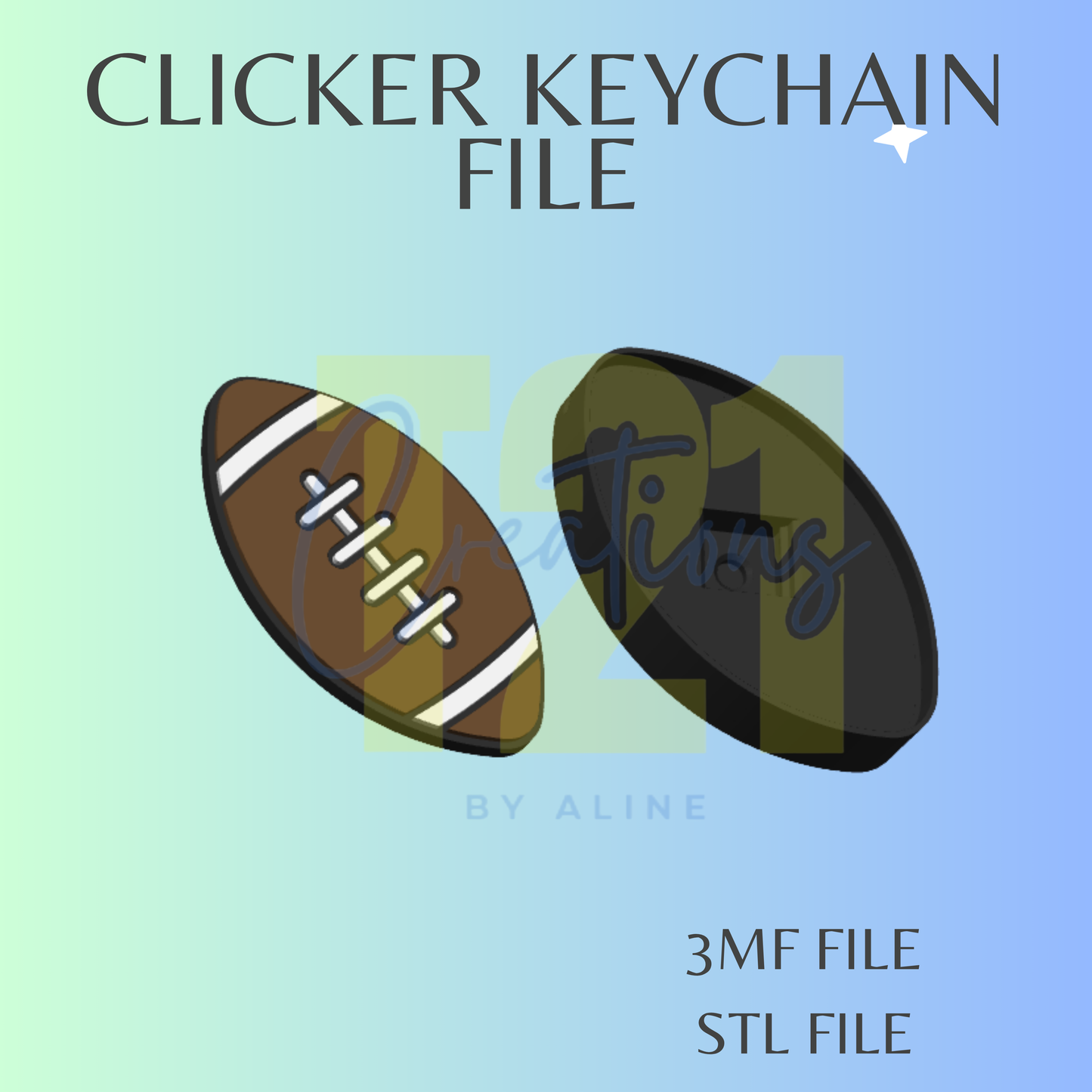 FOOTBALL CLICKER KEYCHAIN STL FILE