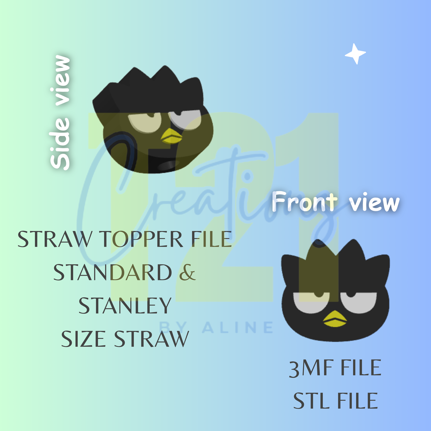 PENGUIN STRAW TOPPER STL FILE