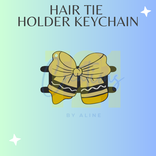 CRAYON BOW HAIR TIE HOLDER KEYCHAIN
