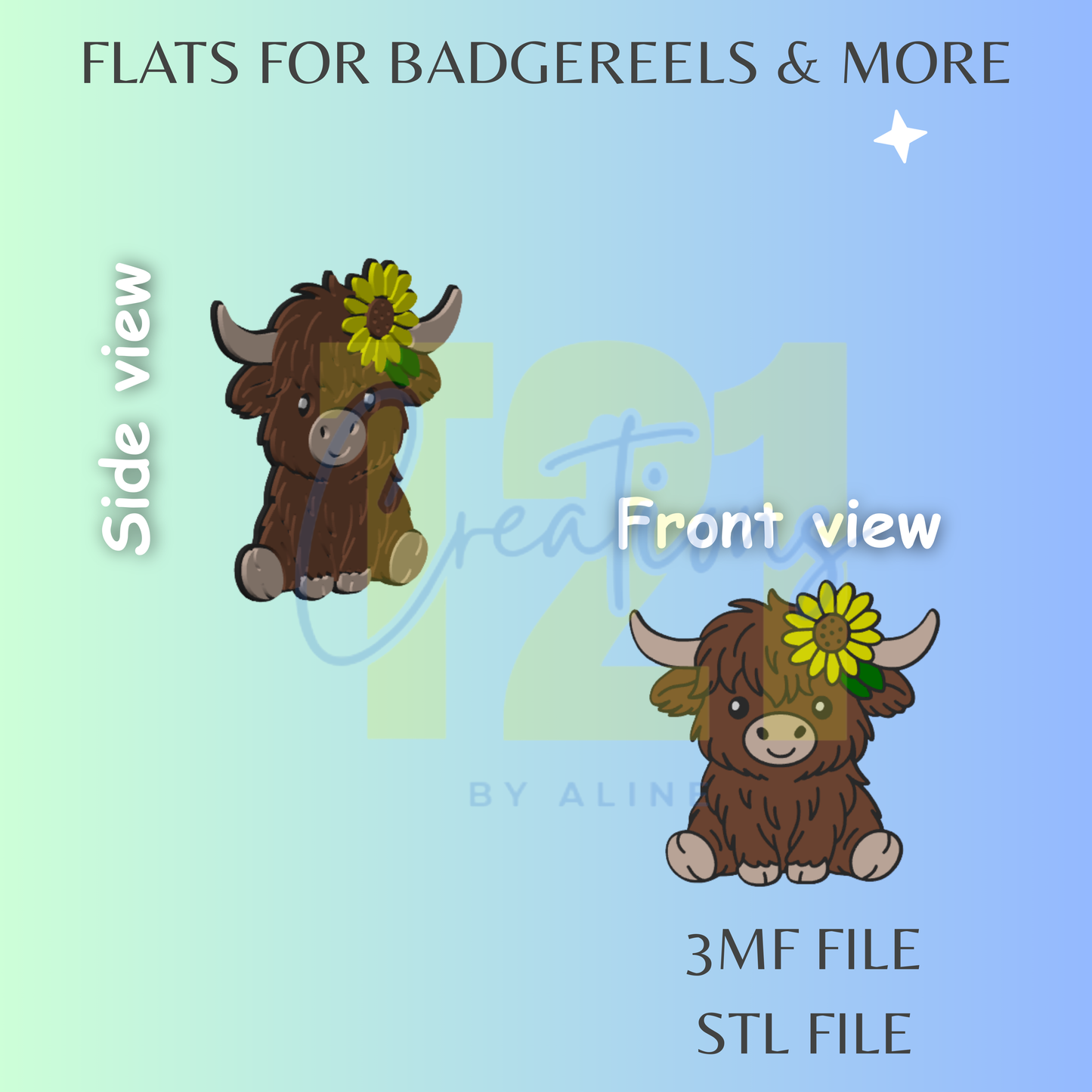 SUNFLOWER COW FLAT STL FILE