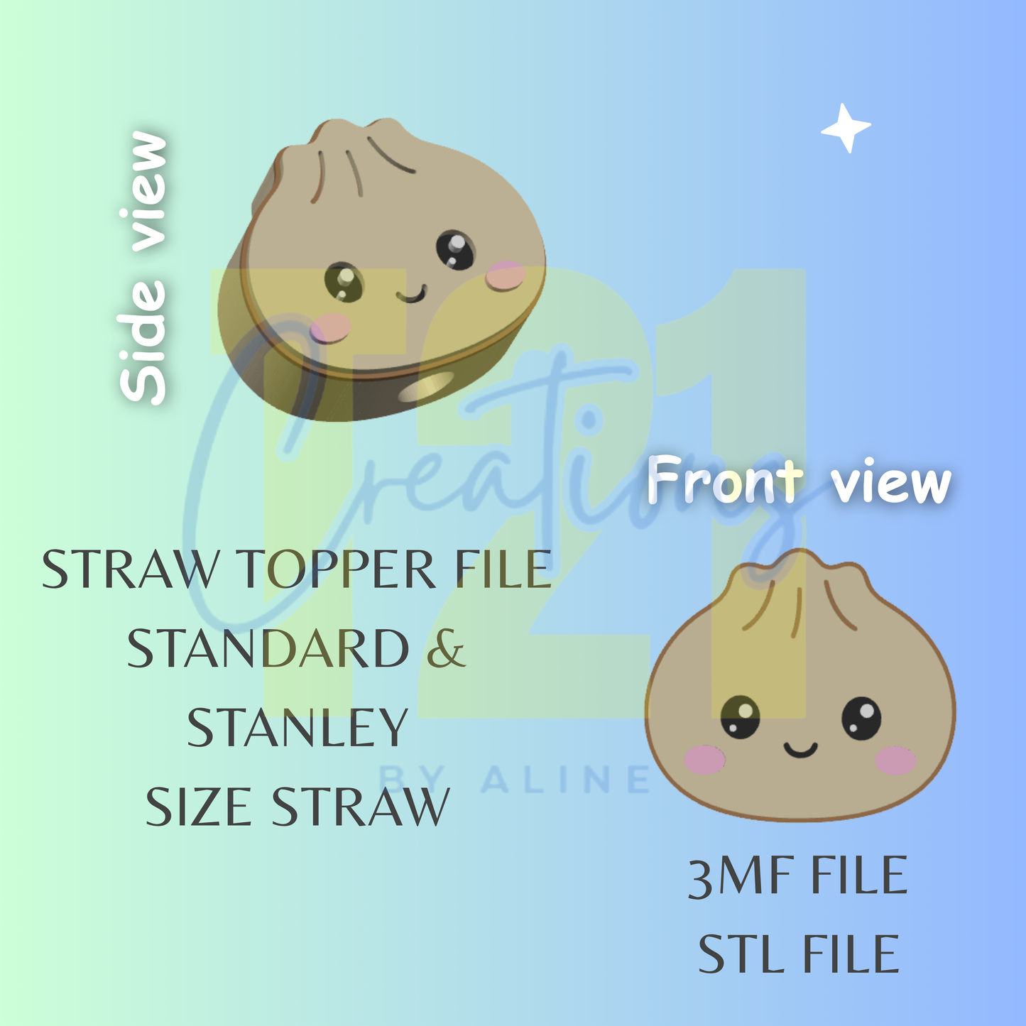 DUMPLING STRAW TOPPER STL FILE