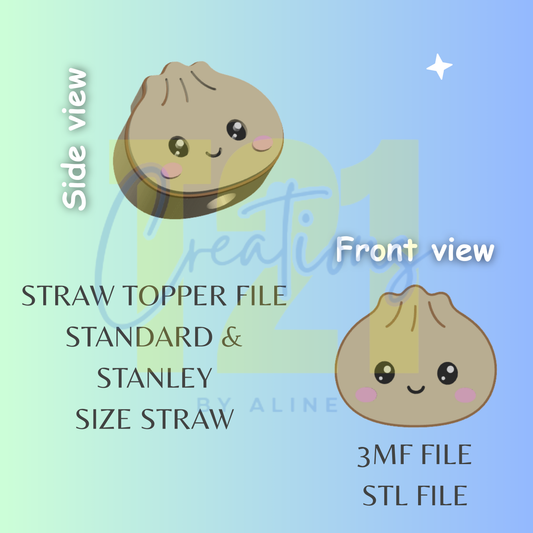 DUMPLING STRAW TOPPER STL FILE