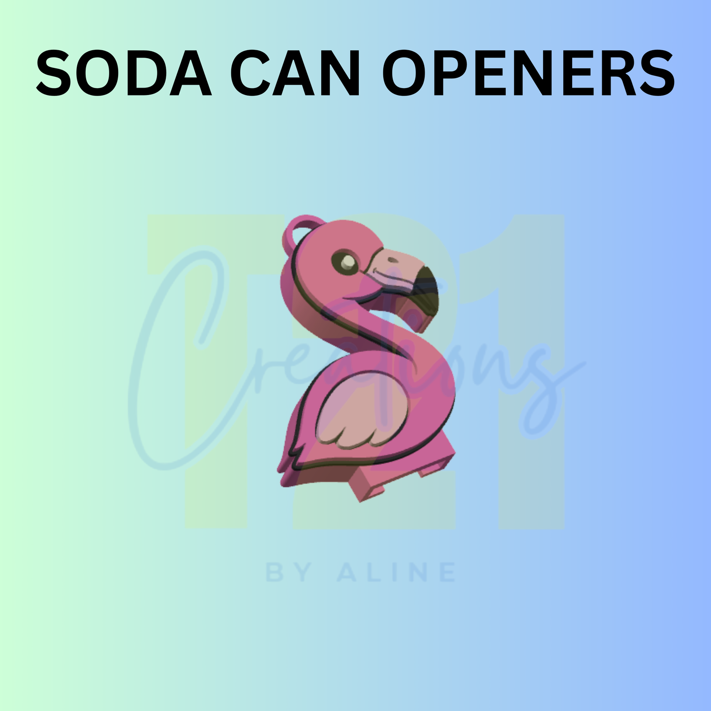 FLAMINGO SODA CAN OPENER KEYCHAIN
