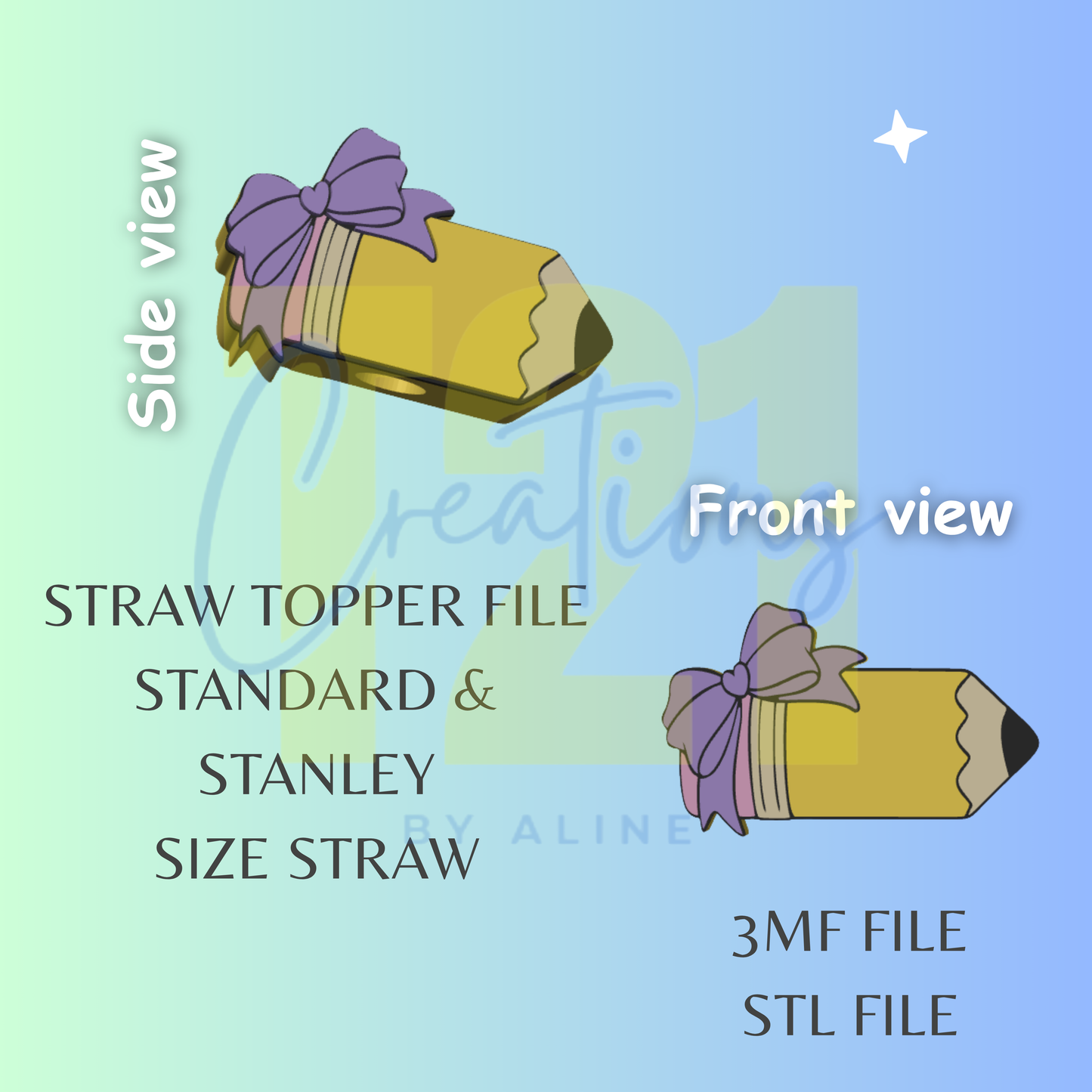 COQUETTE PENCIL STRAW TOPPER STL FILE