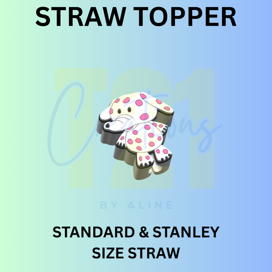 DOTTED ELEPHANT STRAW TOPPER