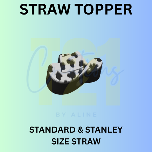 COW PRINT HAT STRAW TOPPER