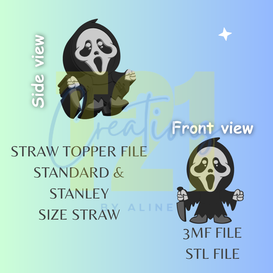 BABY FACE GHOST STRAW TOPPER STL FILE