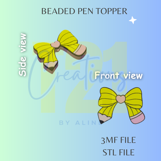 PENCIL BOW PEN TOPPER STL FILE