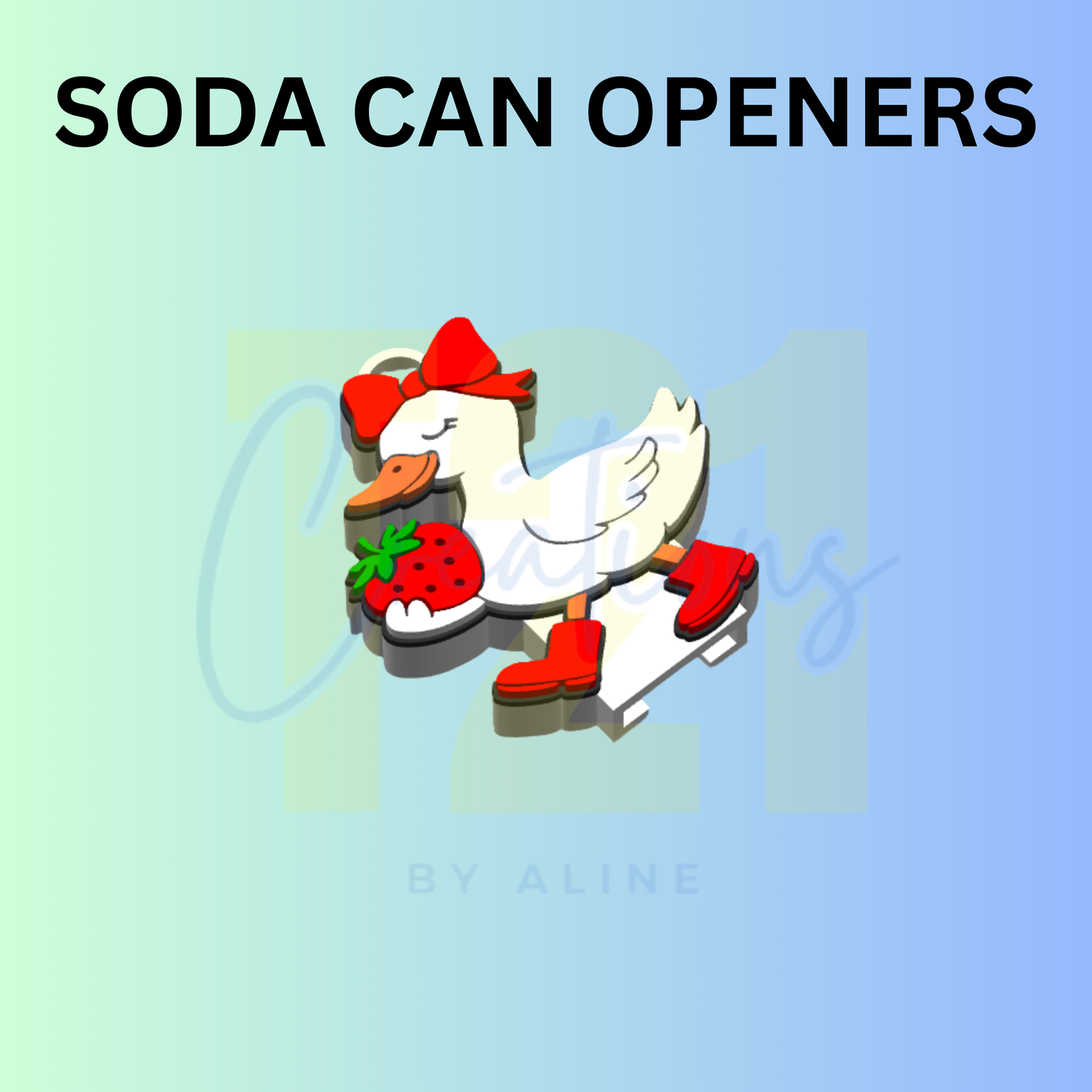 STRAWBERRY GOOSE SODA CAN OPENER KEYCHAIN