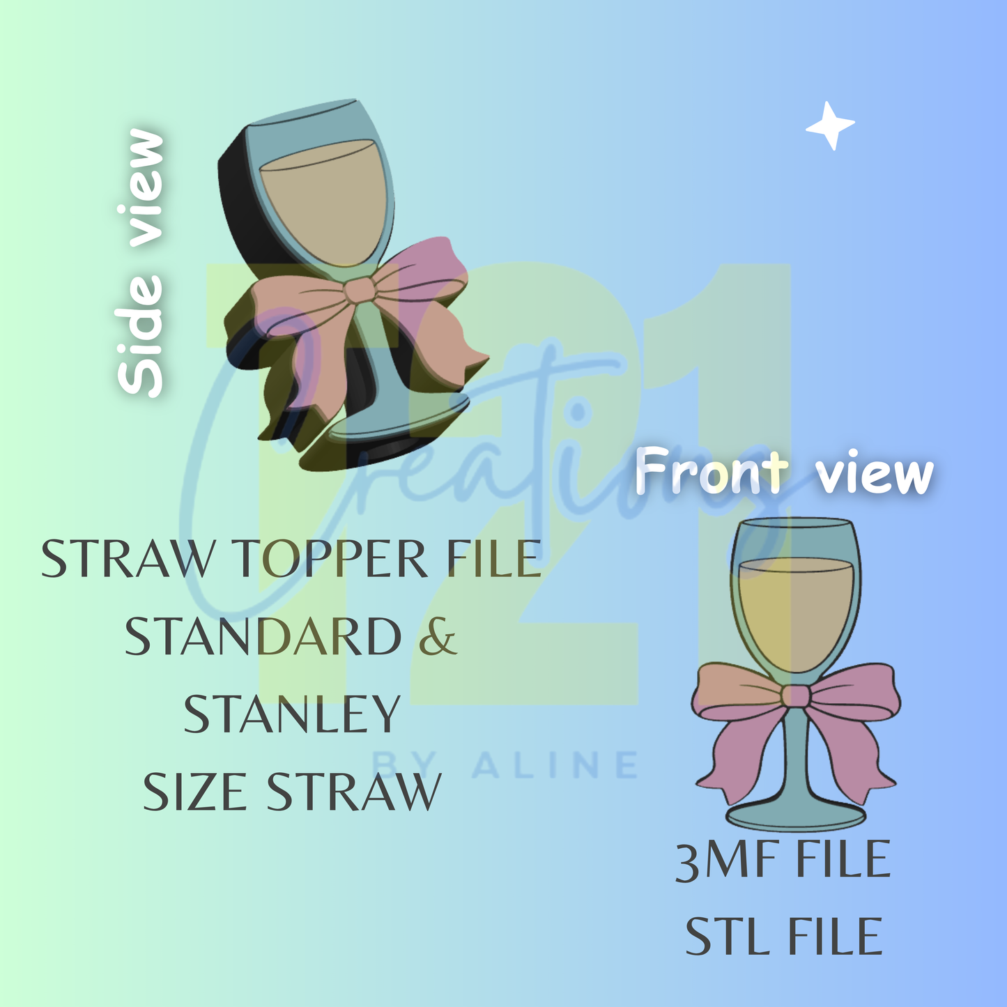 DRINK GLASS STRAW TOPPER STL FILE