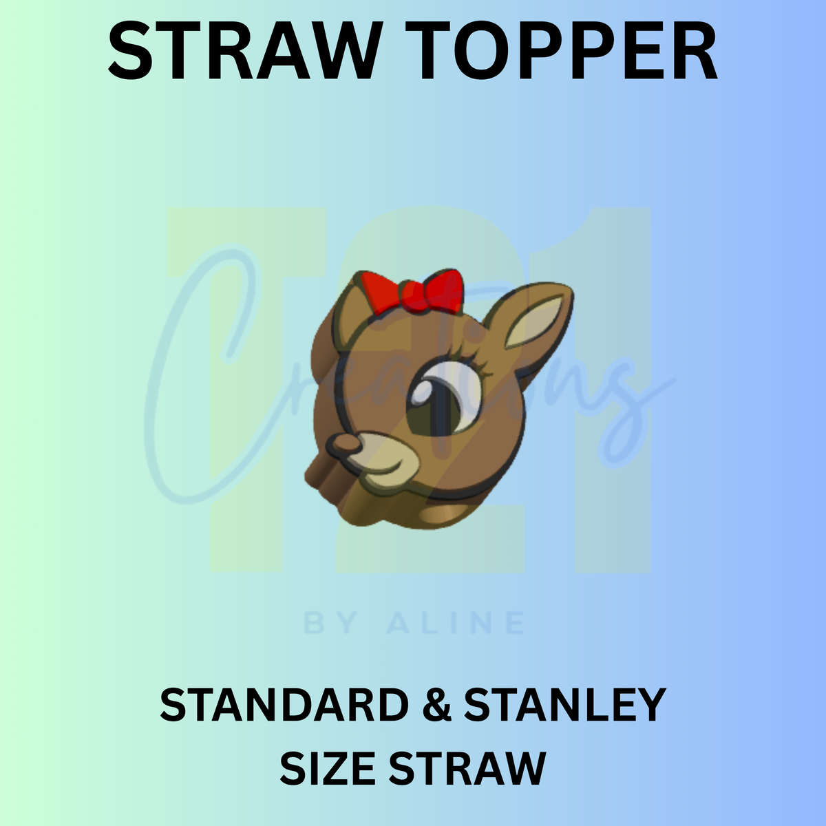 GIRL REINDEER STRAW TOPPER