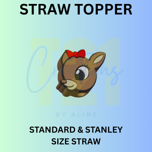 GIRL REINDEER STRAW TOPPER