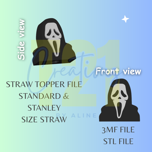FACE GHOST 1 STRAW TOPPER STL FILE