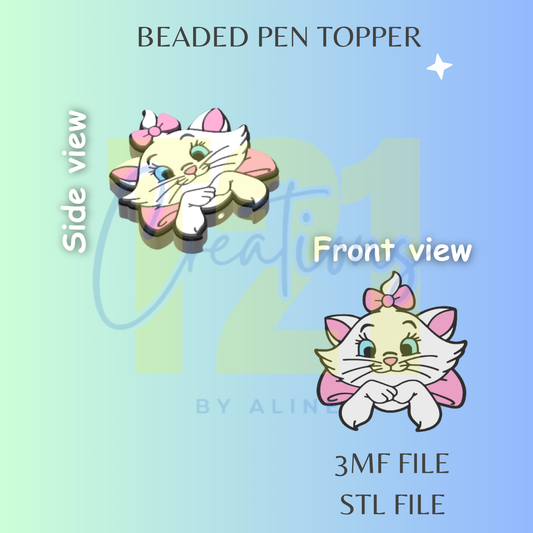 SASSY CAT PEN TOPPER STL FILE