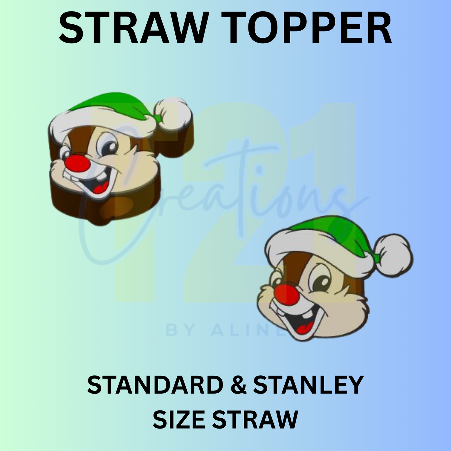 CHIPMUNK GREEN STRAW TOPPER