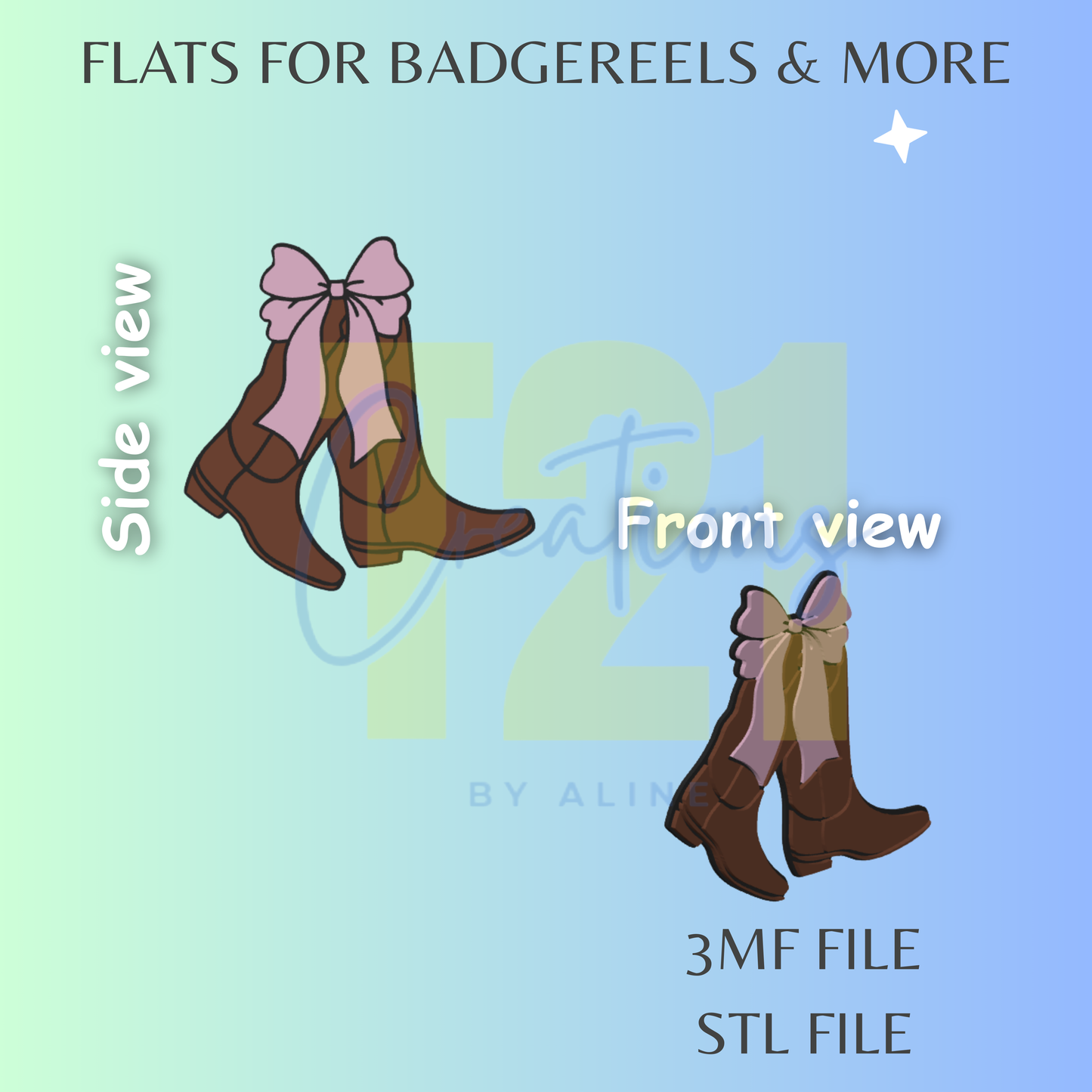 COWGIRL BOOTS FLAT STL FILE