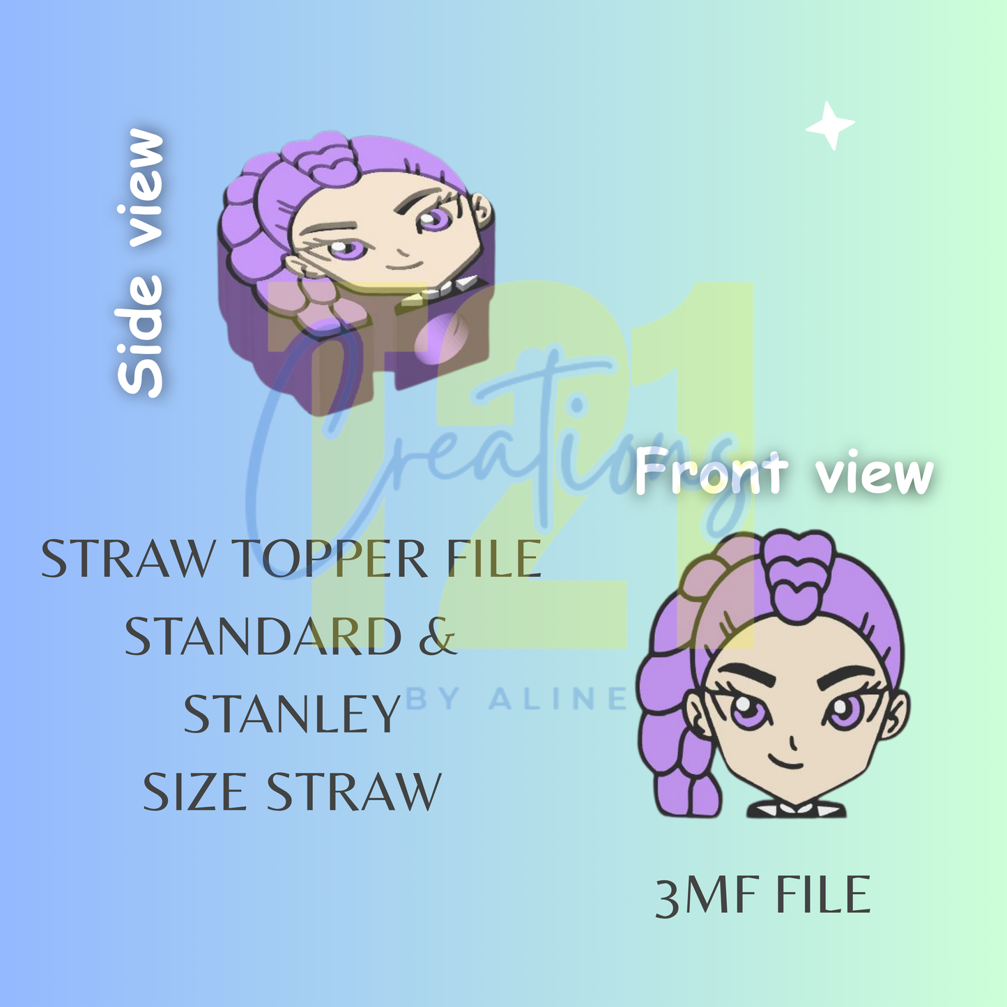 KPOP GIRL 1 STRAW TOPPER STL FILE