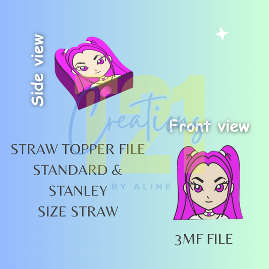 KPOP GIRL 3 STRAW TOPPER STL FILE