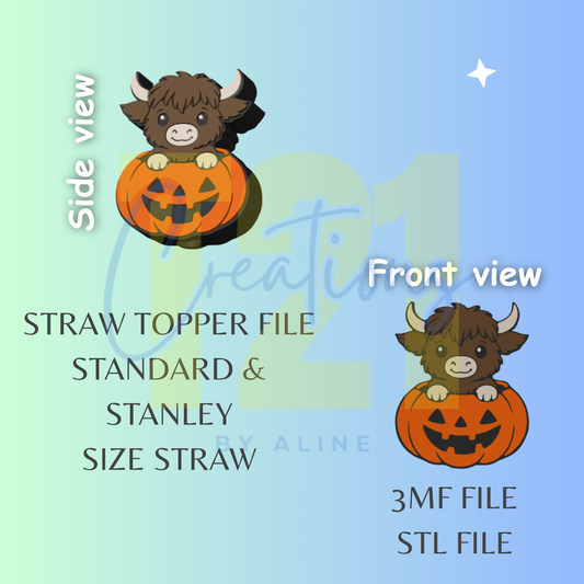 PUMPKIN COW STRAW TOPPER STL FILE
