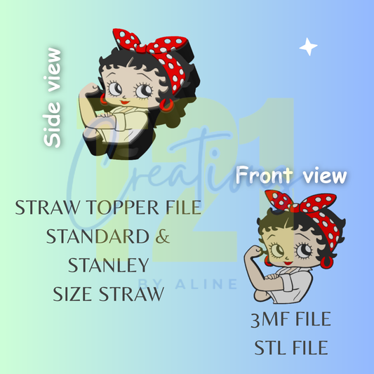 SASSY GIRL 2 STRAW TOPPER STL FILE