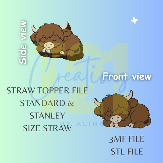 SLEEPING COW STRAW TOPPER STL FILE