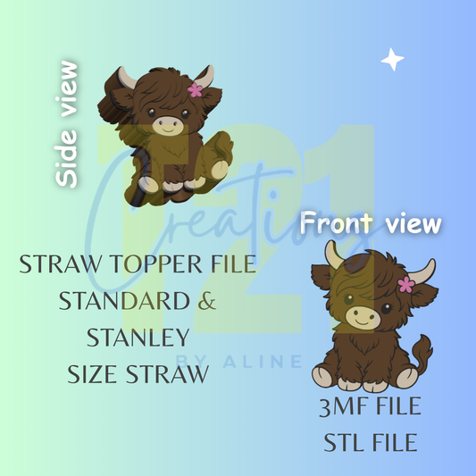 COW 4 STRAW TOPPER STL FILE