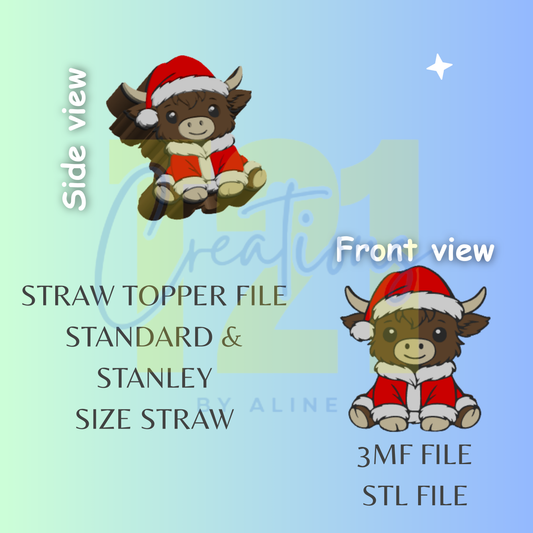 XMAS COW STRAW TOPPER STL FILE