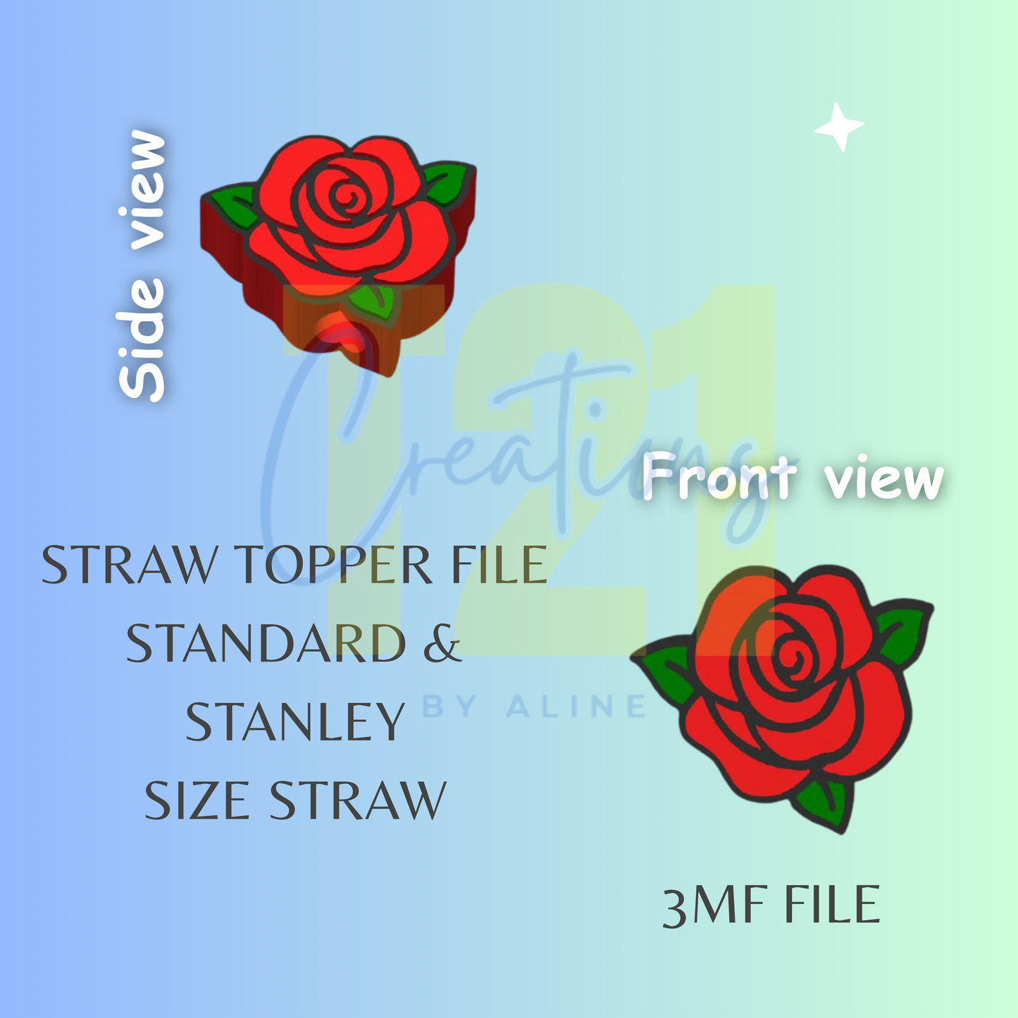 ROSE STRAW TOPPER STL FILE