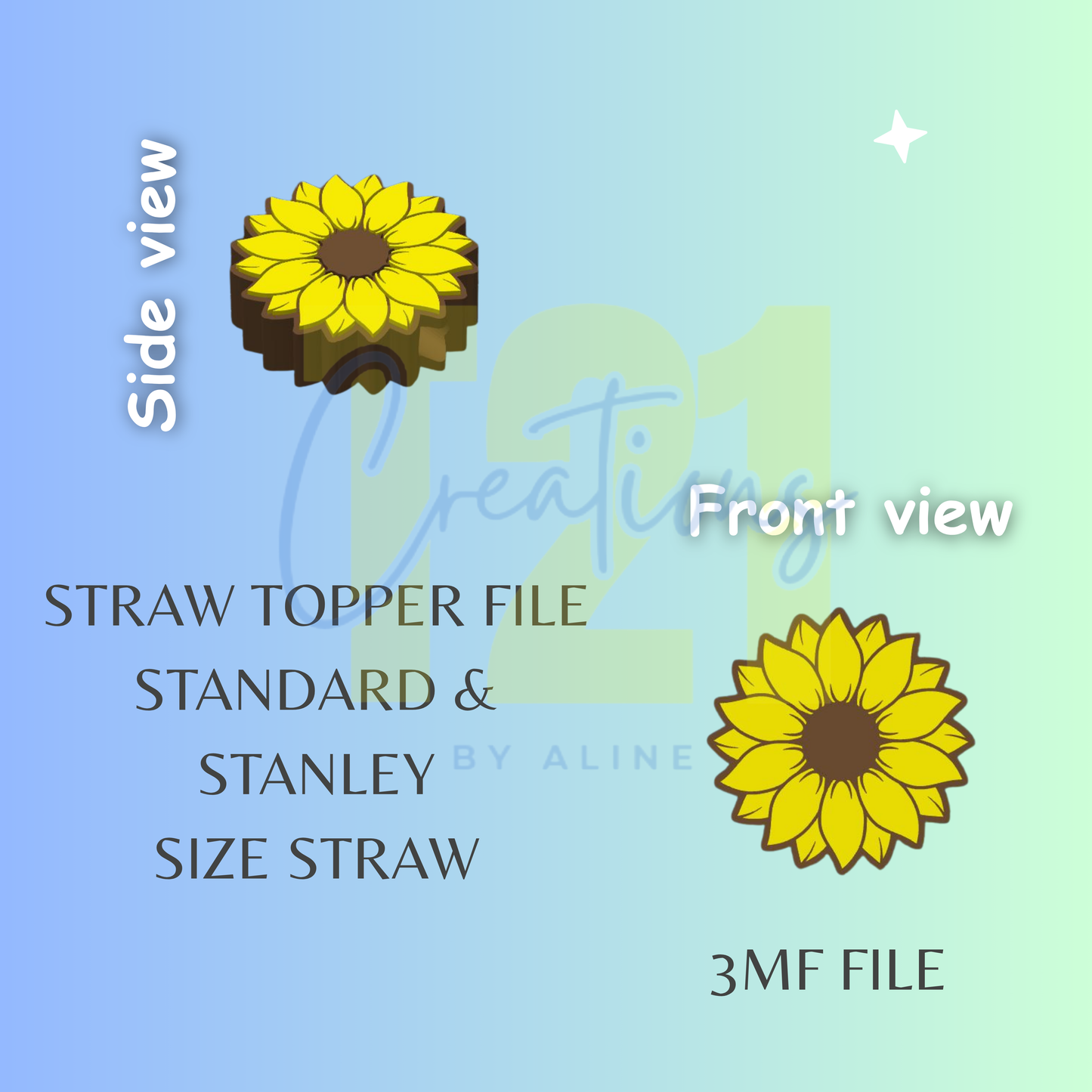 SUNFLOWER STRAW TOPPER STL FILE