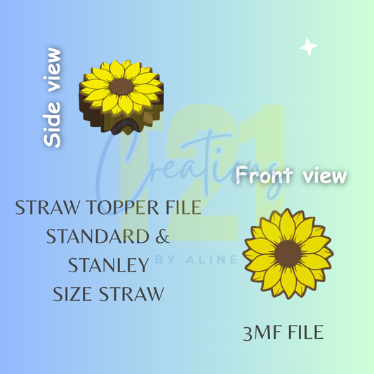 SUNFLOWER STRAW TOPPER STL FILE