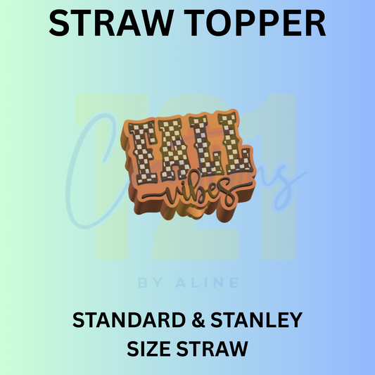 CHECKERED FALL VIBES STRAW TOPPER