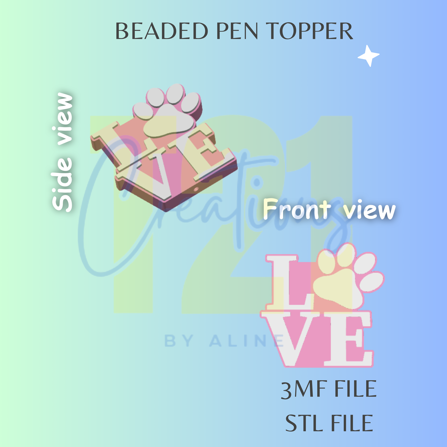 LOVE DOG PEN TOPPER STL FILE