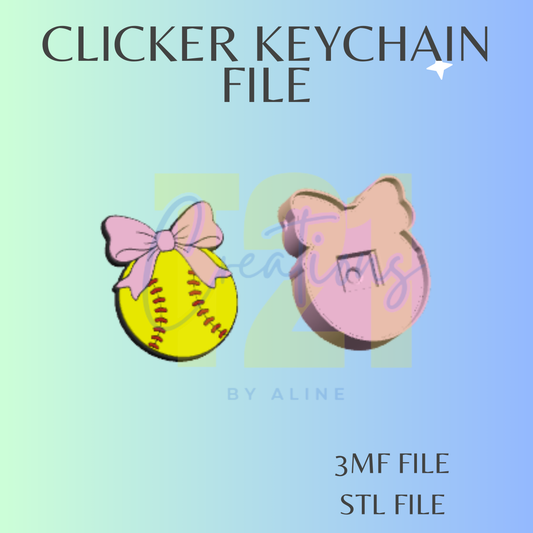 COQUETTE SOFT/BASEBALL CLICKER KEYCHAIN STL FILE