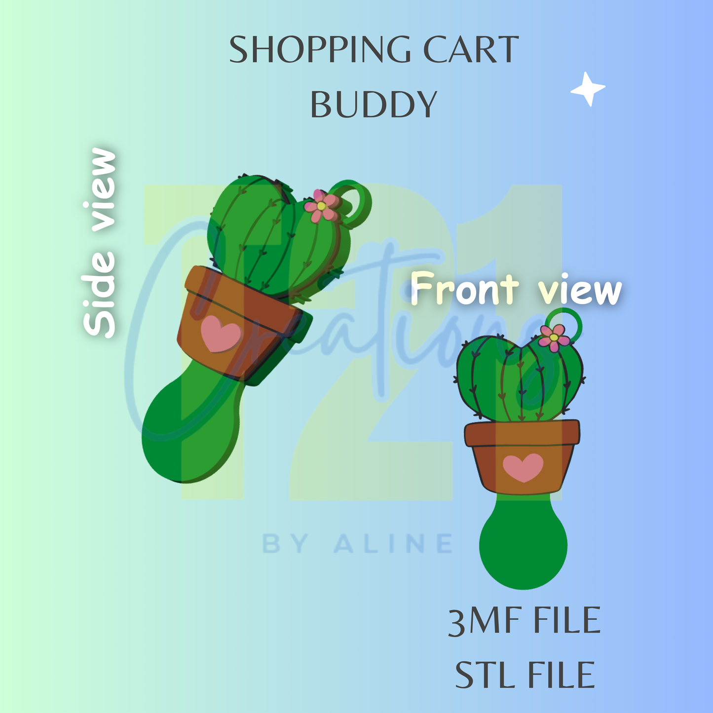 CACTUS SHOPPING CART BUDDY STL FILE