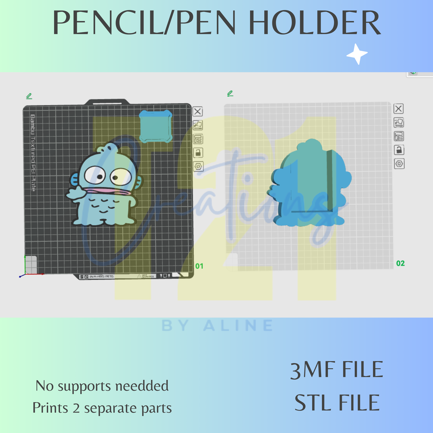 KAWAII FISH PENCIL HOLDER STL FILE