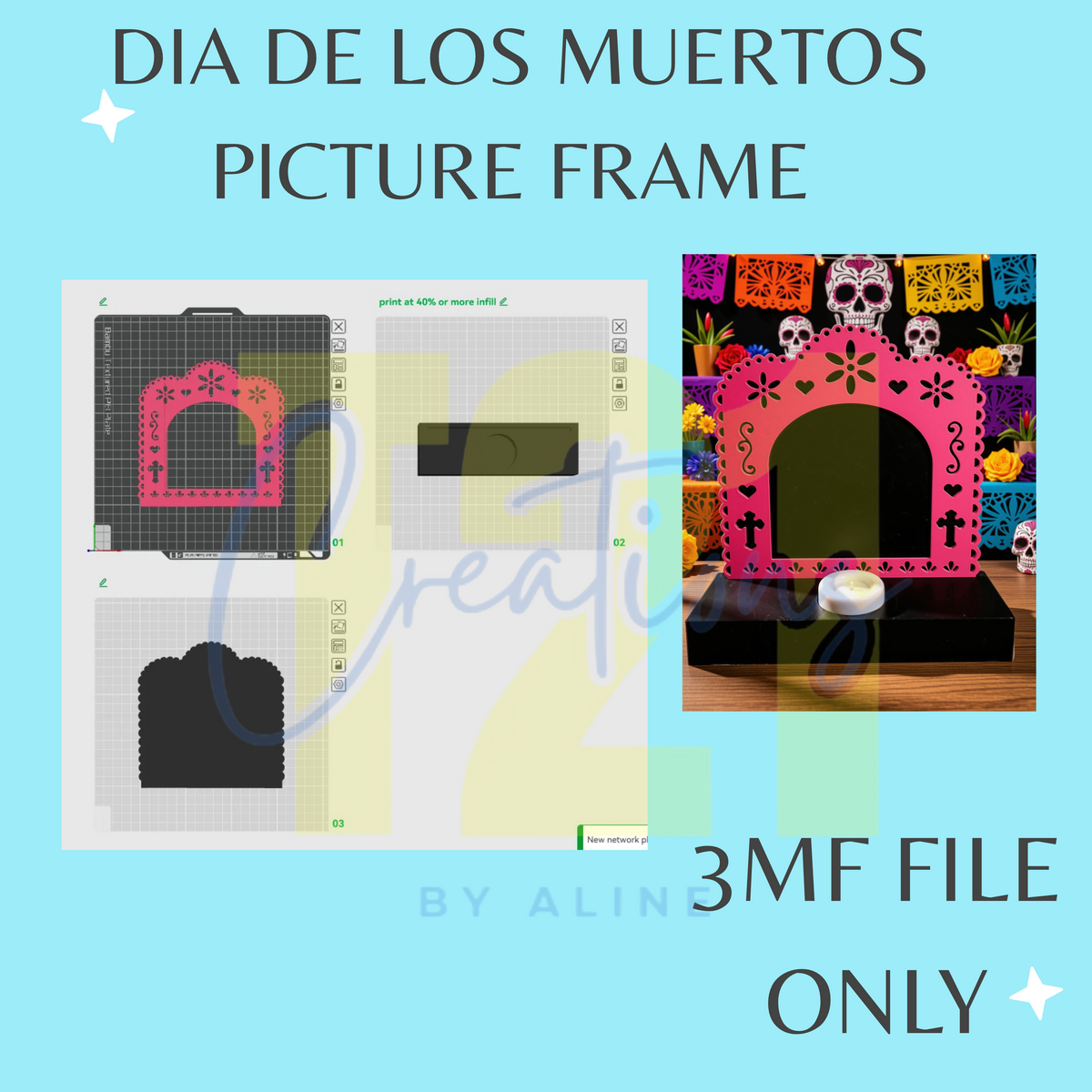 DIA DE LOS MUERTOS PICTURE FRAME 3MF FILE