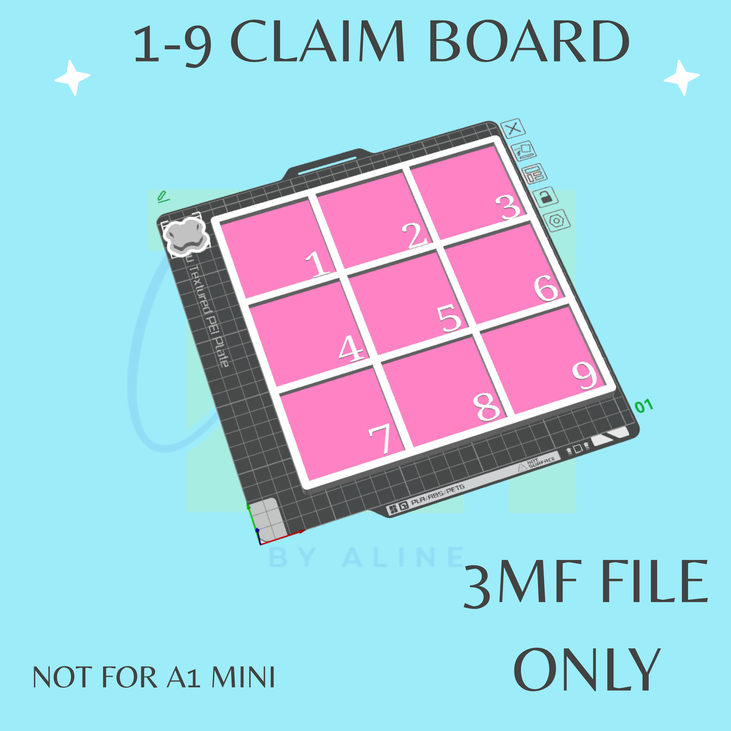 1-9 CLAIM BOARD 3MF FILE ONLY (NOT FOR A1 MINI)