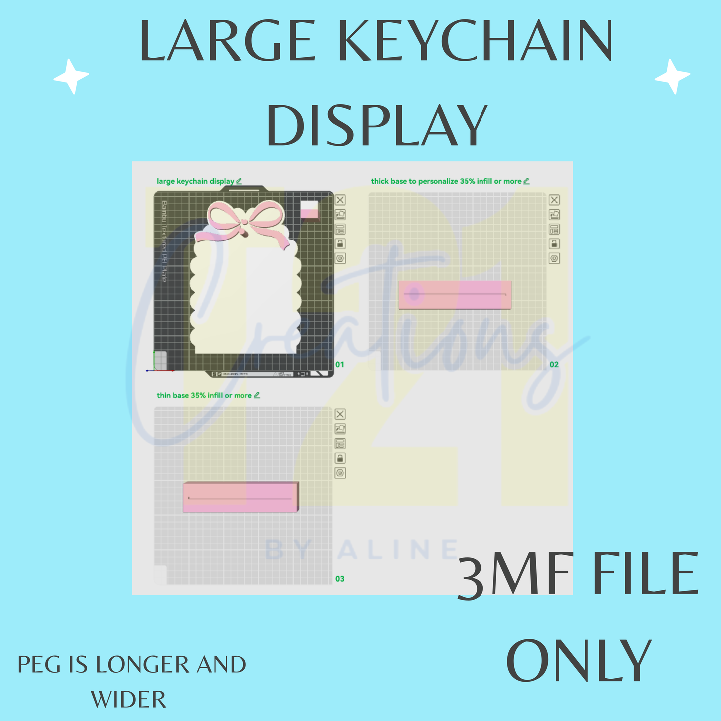 LARGE COQUETTE SINGLE KEYCHAIN DISPLAY 3MF FILE