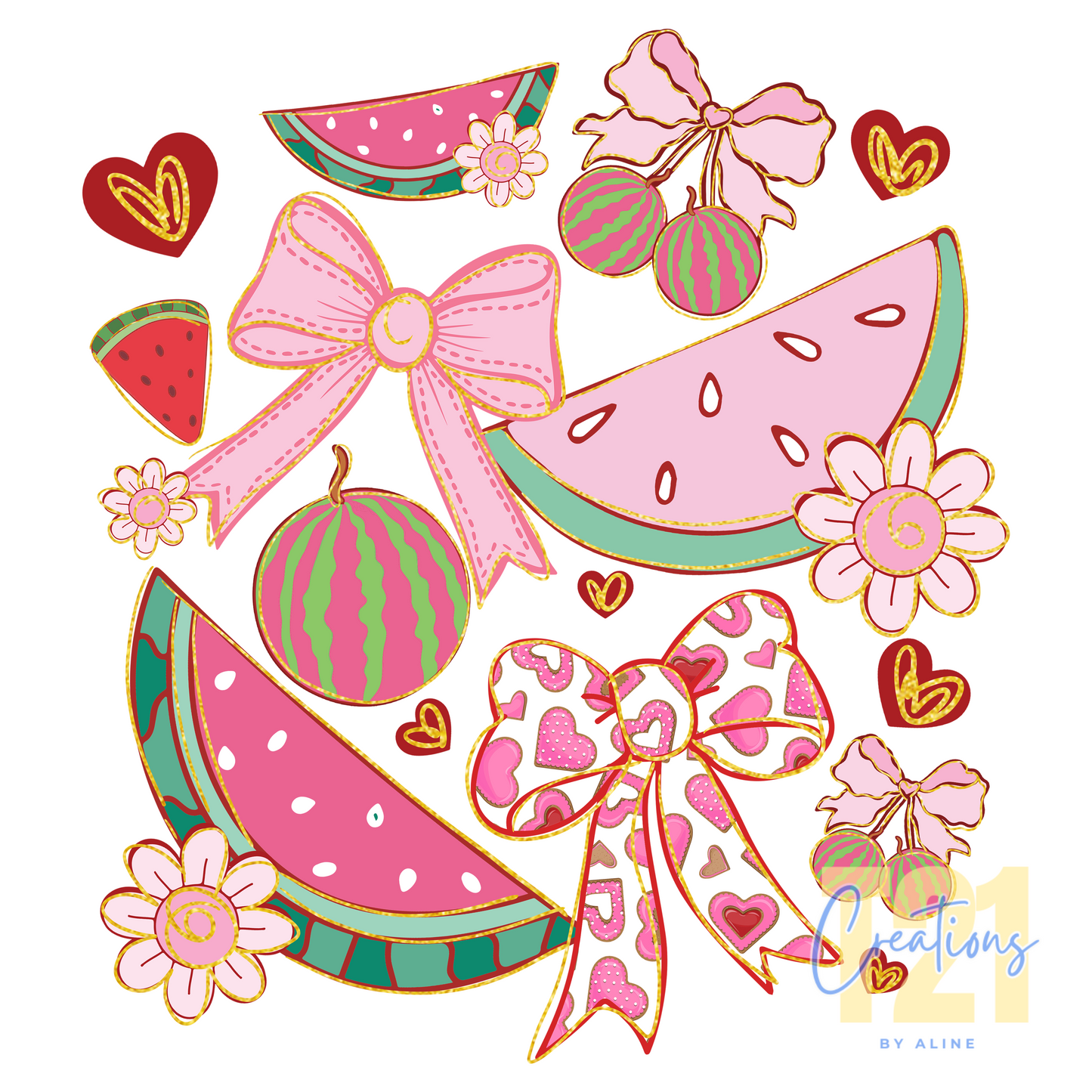 WATERMELON BOWS DTF TRANSFER