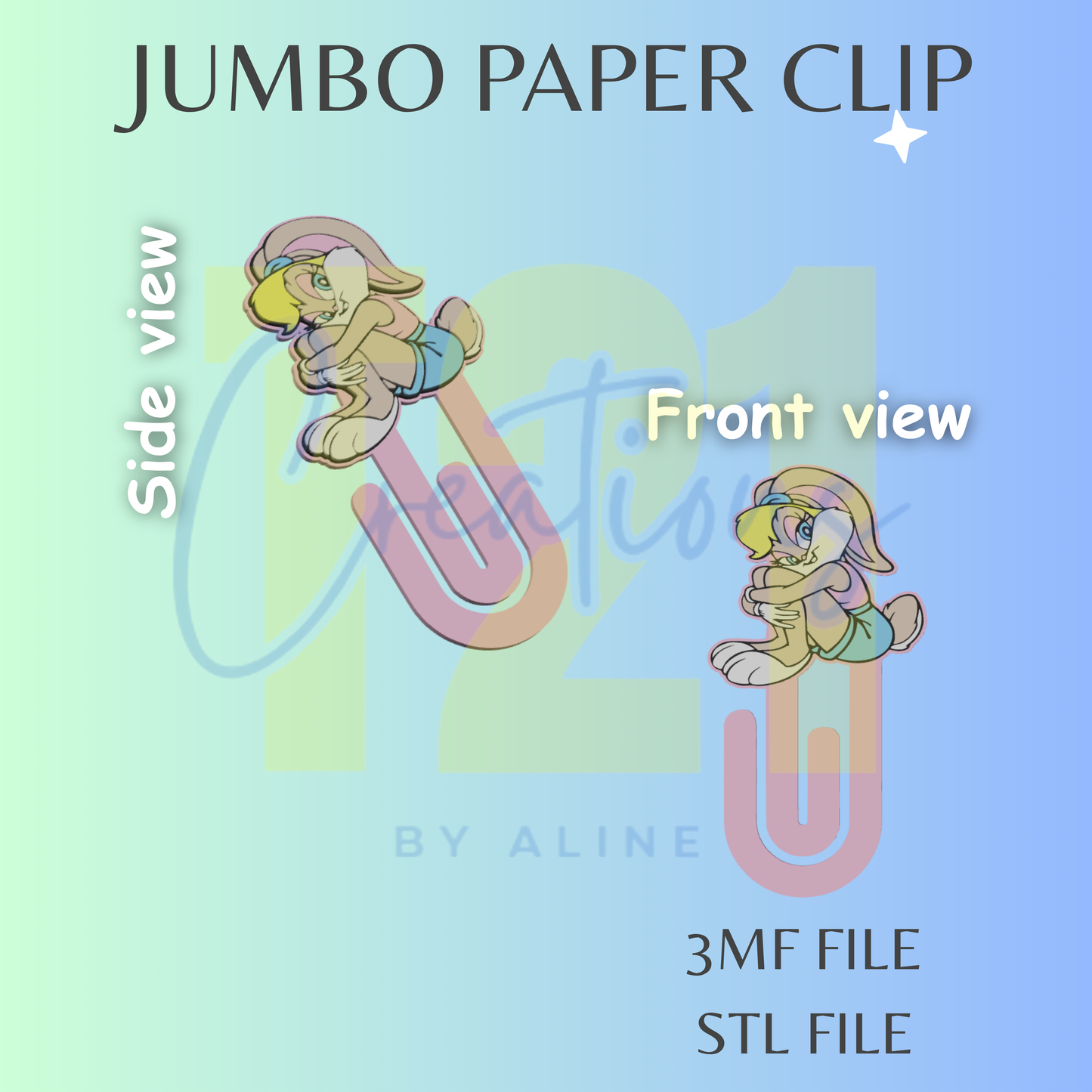 SASSY BUNNY JUMBO PAPER CLIP STL FILE