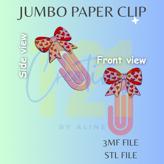 HEART BOW JUMBO PAPER CLIP  STL FILE