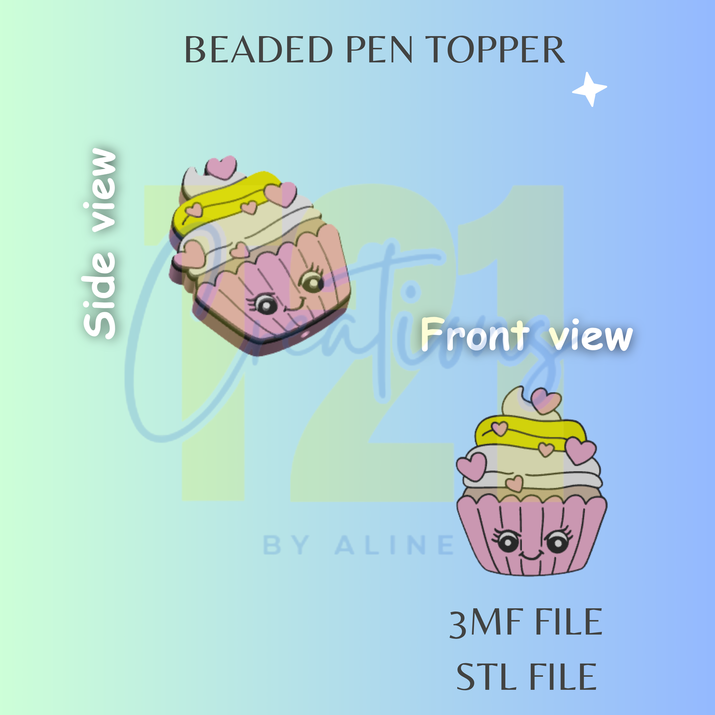 CUPCAKE 1 PEN TOPPER STL FILE
