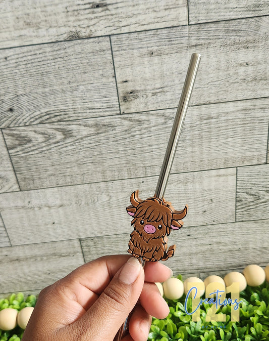 HIGHLAND COW STRAW TOPPER
