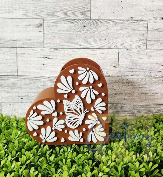 TALAVERA HEART HOLDER/FLOWER BASE