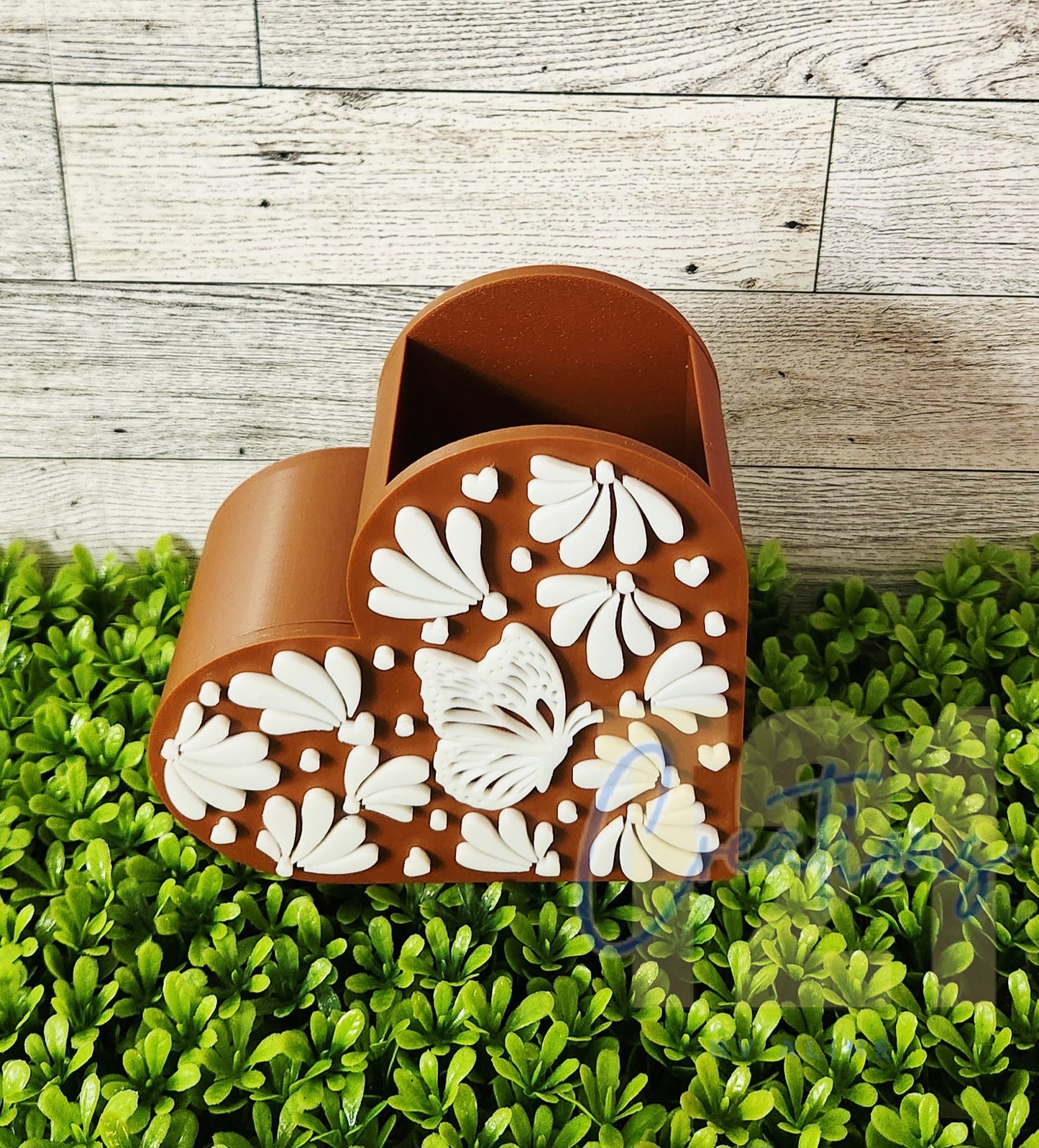 TALAVERA HEART HOLDER/FLOWER BASE